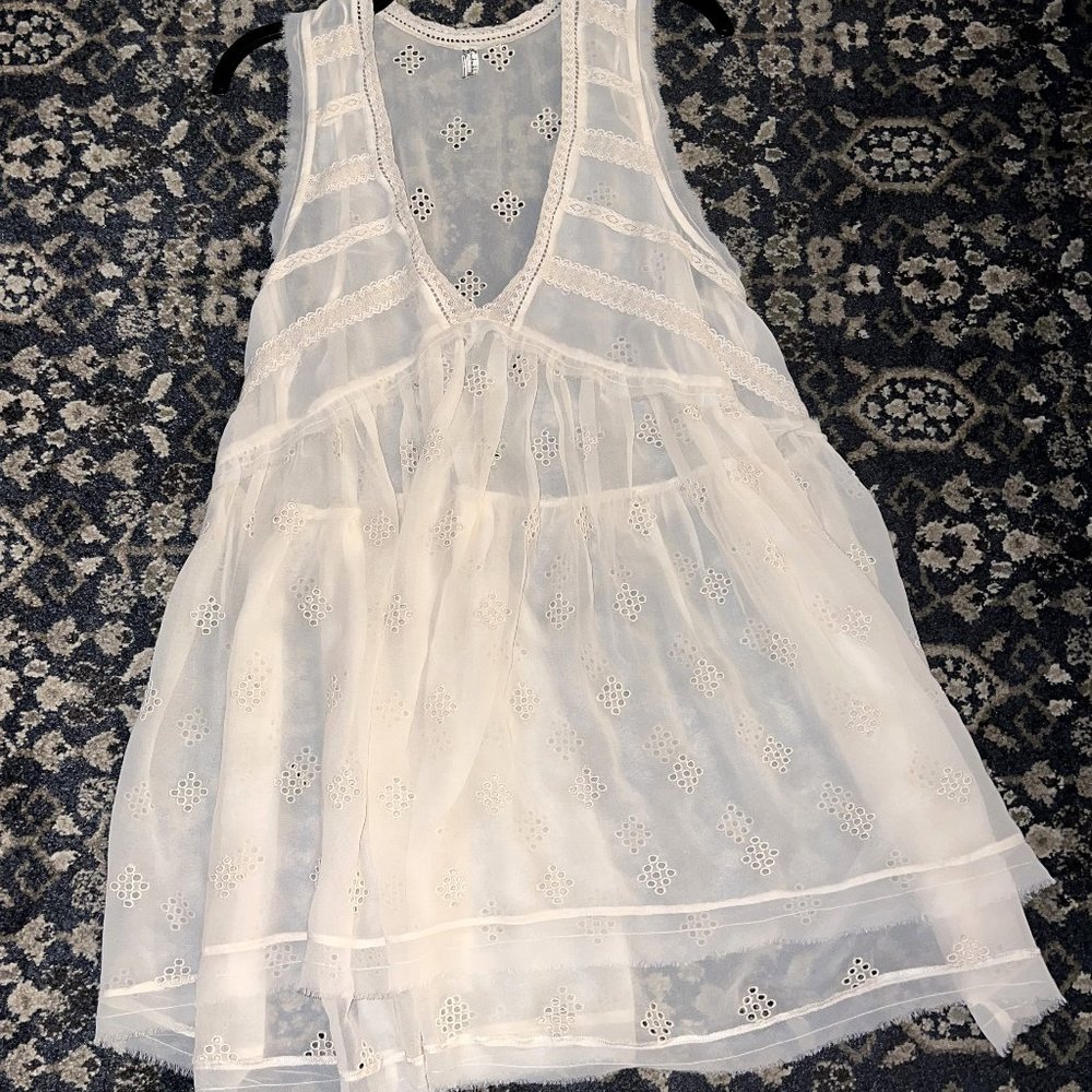 Free People White Lightweight Summer Dress Sz Medium